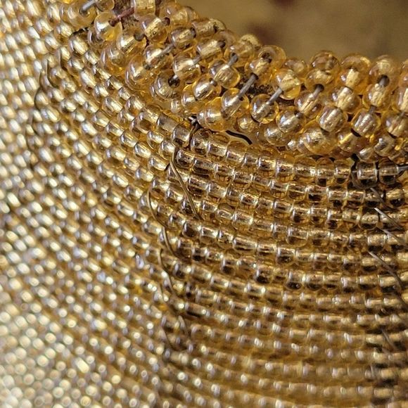 Rustic FARMHOUSE Antique Bronze Glass Bead Pendant Shade, Hand Beaded - Picture 4 of 7